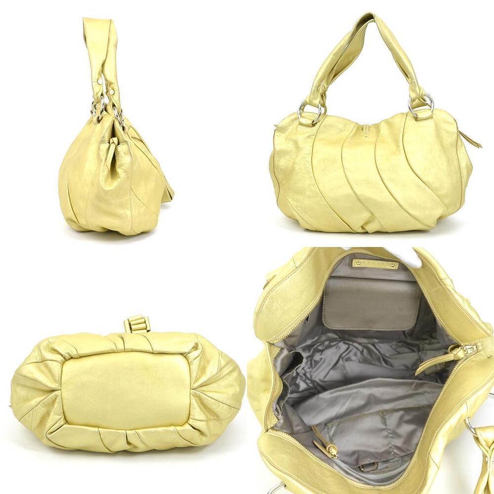 Celine Gold Shoulder Bag Leather Gold